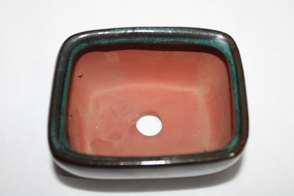 Premium Rectangular Ceramic Bonsai Pot | Imported Glazed Planter | Deep Green Finish | Bonsai Training Container with Drainage Hole