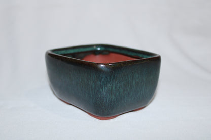 Premium Rectangular Ceramic Bonsai Pot | Imported Glazed Planter | Deep Green Finish | Bonsai Training Container with Drainage Hole
