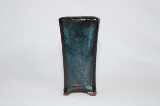 Premium Cascade Ceramic Bonsai Pot | Tall Vertical Design | Imported Glazed Bonsai Planter | Deep Green Finish with Drainage Hole
