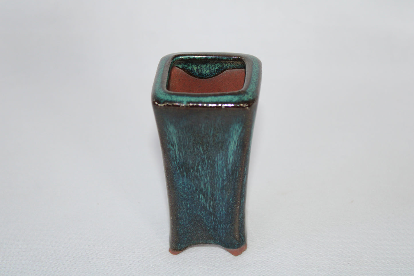 Premium Cascade Ceramic Bonsai Pot | Tall Vertical Design | Imported Glazed Bonsai Planter | Deep Green Finish with Drainage Hole