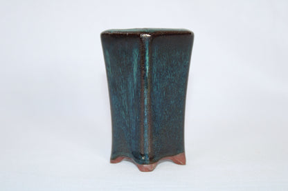 Premium Cascade Ceramic Bonsai Pot | Tall Vertical Design | Imported Glazed Bonsai Planter | Deep Green Finish with Drainage Hole