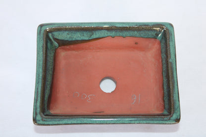 Premium Rectangular Ceramic Bonsai Pot | Decorative Footed Planter | Imported Green Glazed Bonsai Container with Drainage